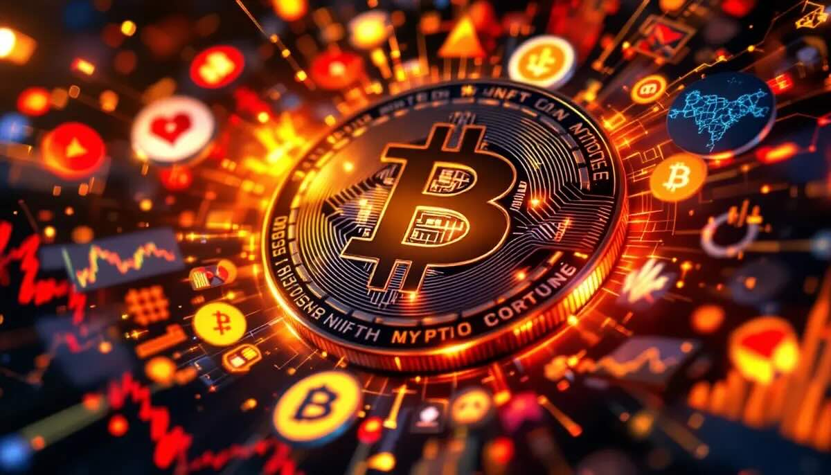 ビットコインとNFTアートが活況を呈する様子を表現したイメージ
