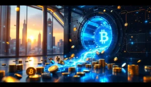 企業がビットコイン投資のために資金を調達しているイメージイラスト