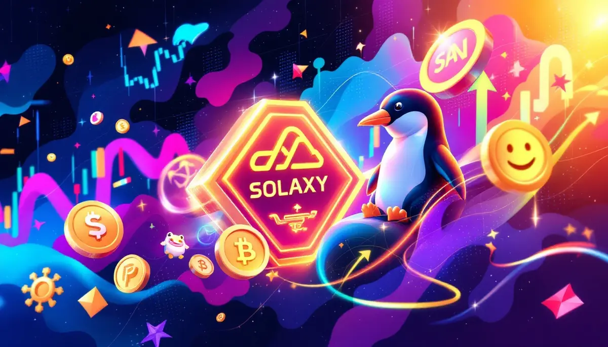 2025年に注目されるミームコインとSolaxy（SOLX）を示すイメージ