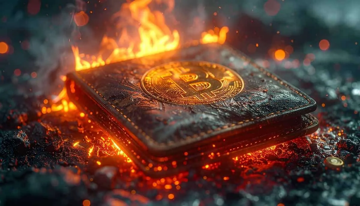 仮想通貨の財布が燃えている