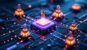 未来的なブロックチェーンネットワークとLayer2接続を表現するイメージ