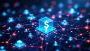 Suiブロックチェーンネットワークを表現したデジタル金融環境のイメージ