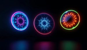 注目を集める仮想通貨3銘柄を象徴するデジタルコインのイメージ