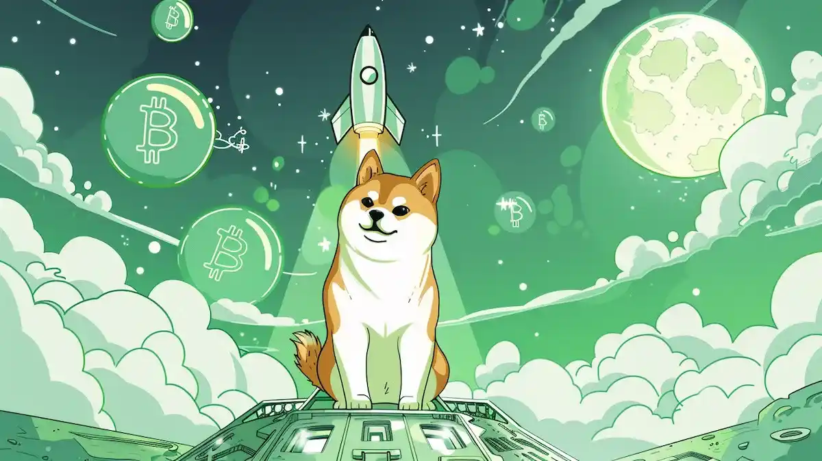 ソラナミームコインの犬キャラクターとロケット