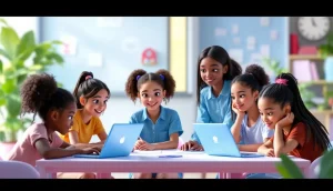 ブロックチェーン技術を学ぶ少女たちとUNICEFのロゴ