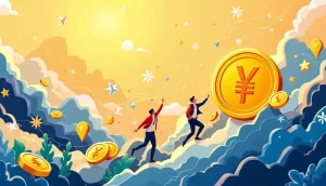 上昇するカルダノ価格チャートと日本円のシンボル
