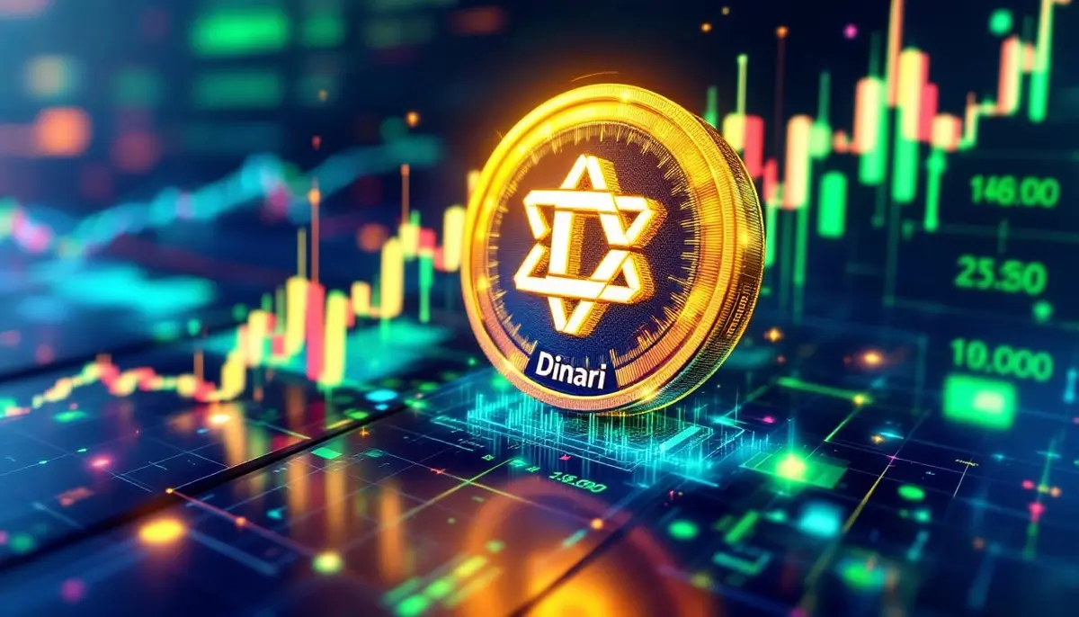 ブロックチェーン上で取引されるトークン化された株式を示す未来的なグラフィック