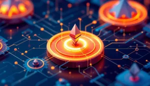 効率化されたイーサリアムネットワークの接続とプロトコル改善を表現する図