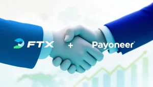 FTXとPayoneerのロゴが並び、顧客への資金返済を象徴するイラスト