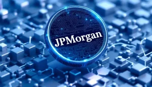 伝統的なJPモルガンのロゴがデジタルトークンに変化