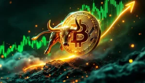 ビットコインと雄牛のシンボルが描かれた新しい仮想通貨BTCBULLのイメージ画像