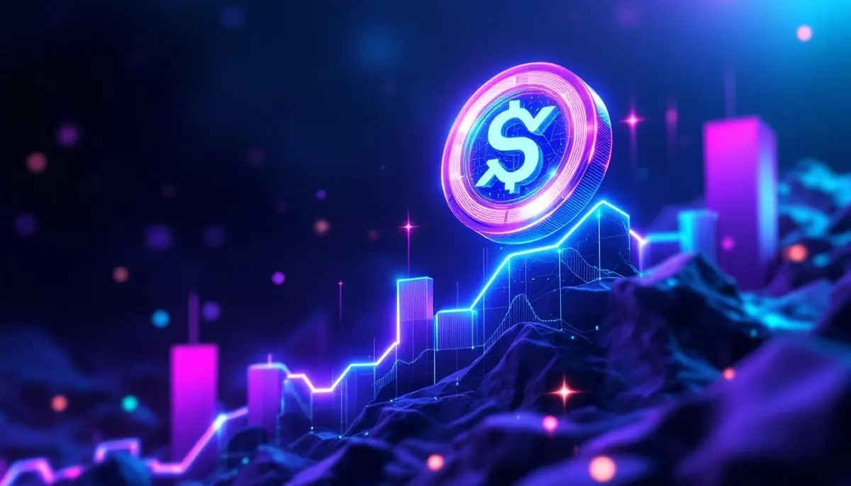Solanaブロックチェーンを背景に、上昇するグラフとともに輝くSolaxy （SOLX）のシンボル