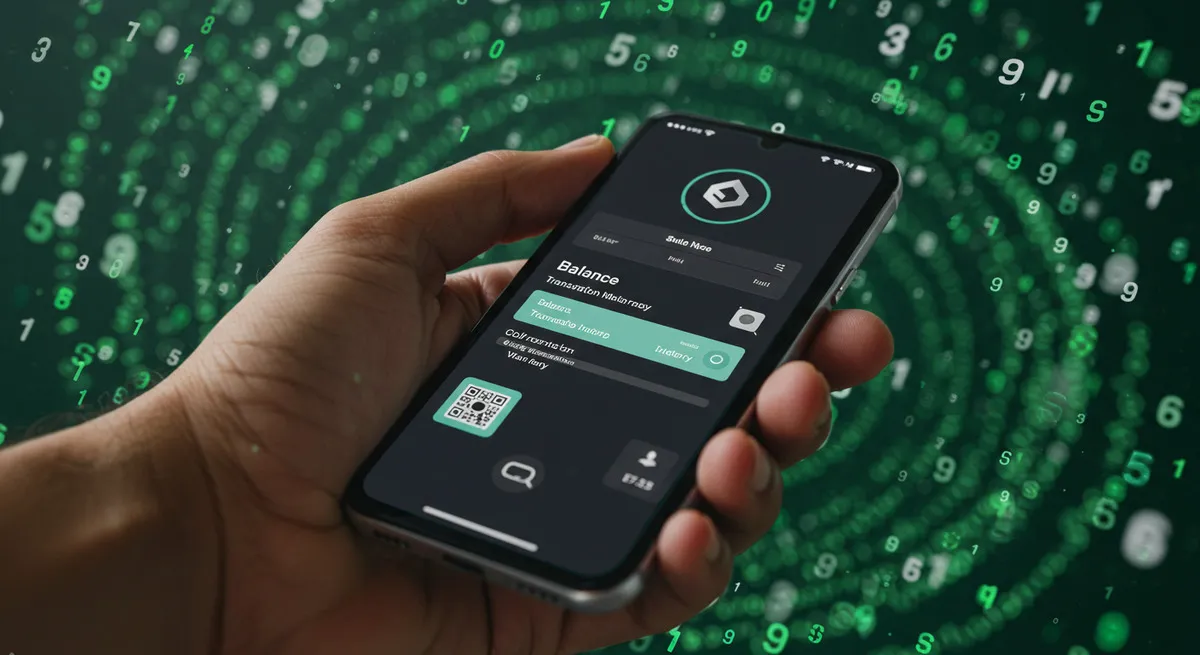 仮想通貨ウォレットアプリを操作する手元のスマートフォン
