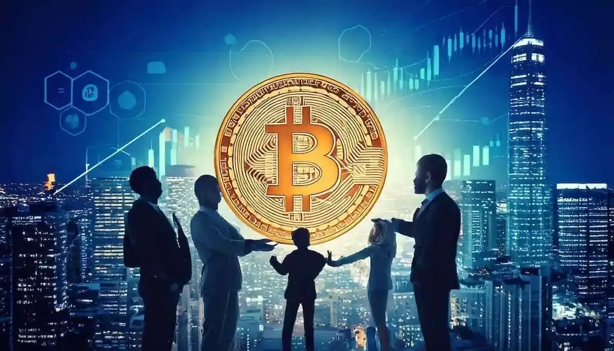 仮想通貨を囲んで人々が雑談している