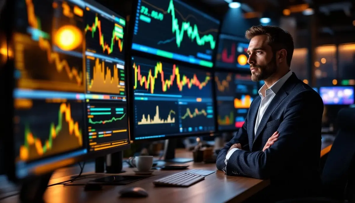 チャールズ・シュワブのロゴと仮想通貨のチャート