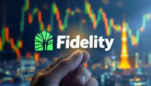 フィデリティのロゴとビットコインのシンボル