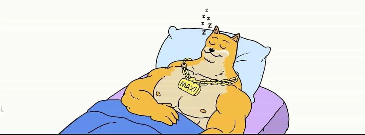 ホワイトペーパー上の、maxi-dogeが寝ている図