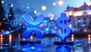 リップルのロゴとスイスの銀行、パートナーシップ