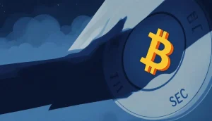 SECの規制下にあるビットコインとTruth Socialのシンボル