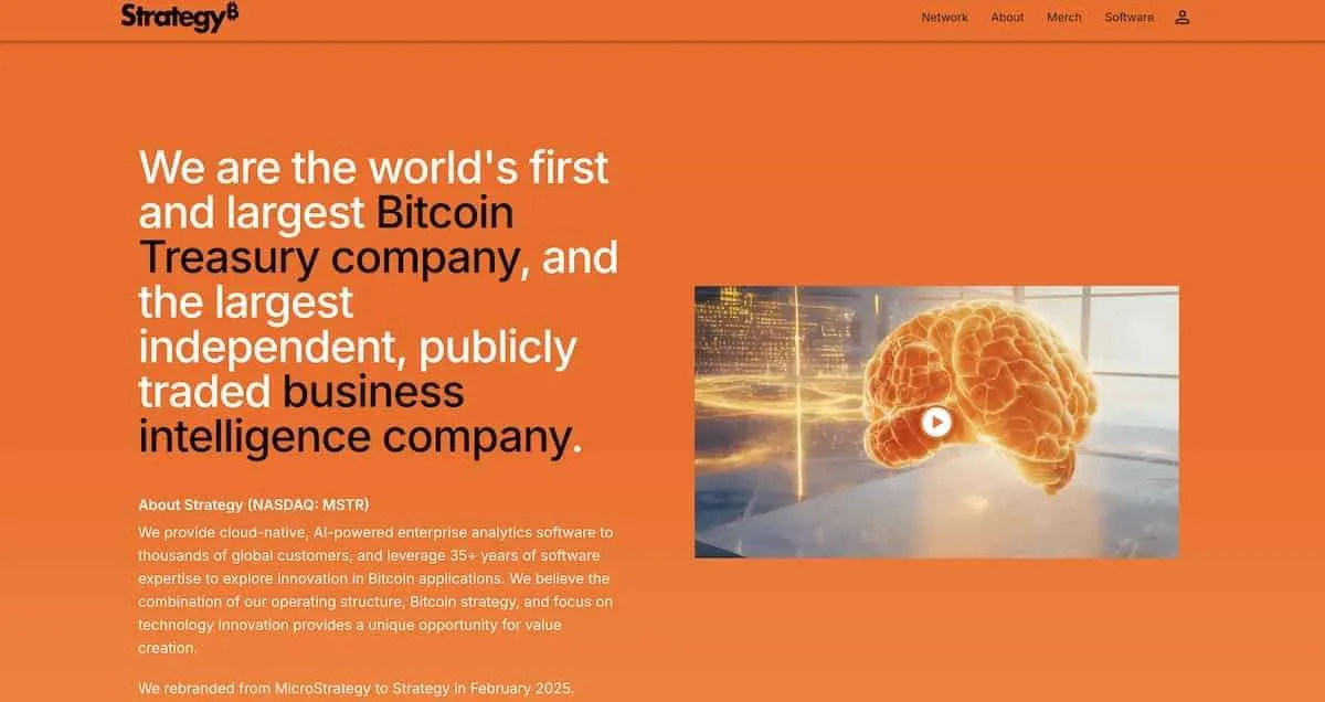 マイクロストラテジーの公式サイトファーストビュー