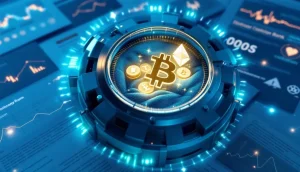 銀行の金庫と暗号資産のシンボルが描かれた、規制を象徴する画像