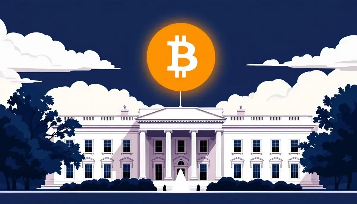 ホワイトハウスとビットコインのシンボル