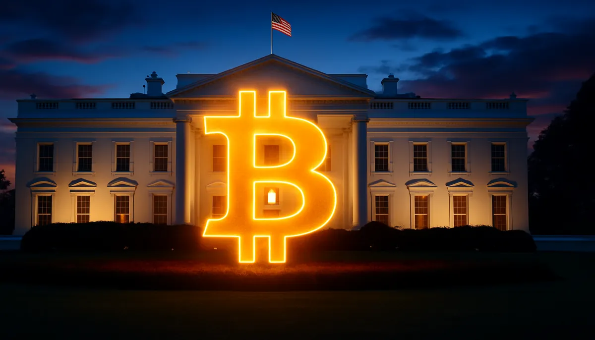 ホワイトハウスとビットコインのシンボル
