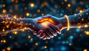 GateがGlobal Dollar Networkの第一層パートナーとなり、USDGステーブルコインをイーサリアム、ソラナ、Inkの各ブロックチェーンに統合したことを示す未来的なビジュアル。