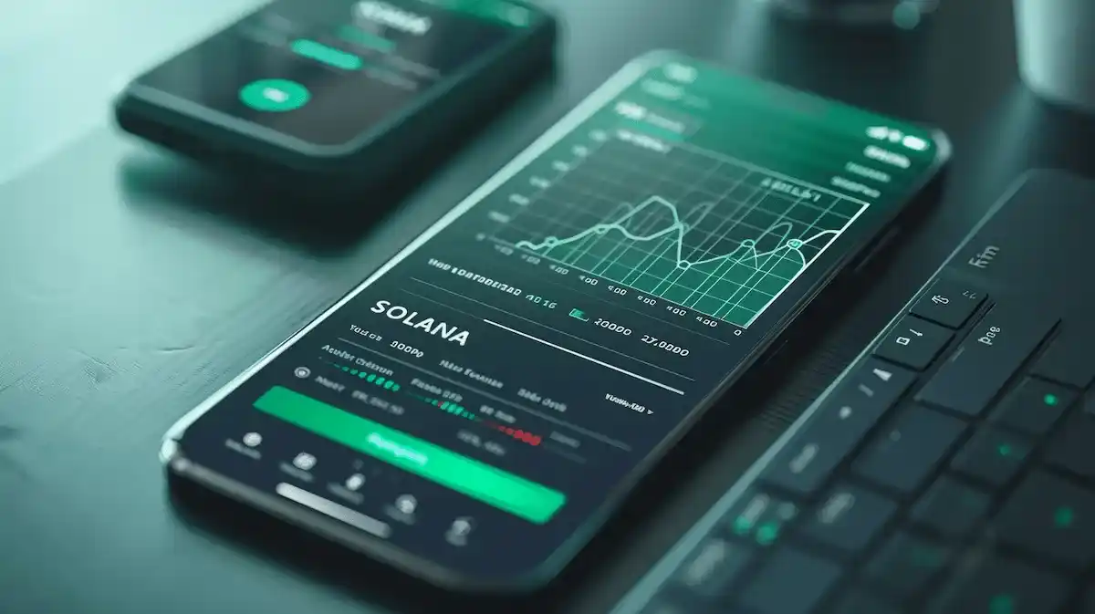 solanaのテキストとチャートが表示されているスマートフォン