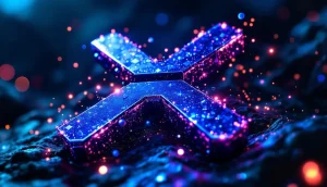 SECとの和解を象徴するように、宇宙空間で結晶化し輝くXRPのロゴ