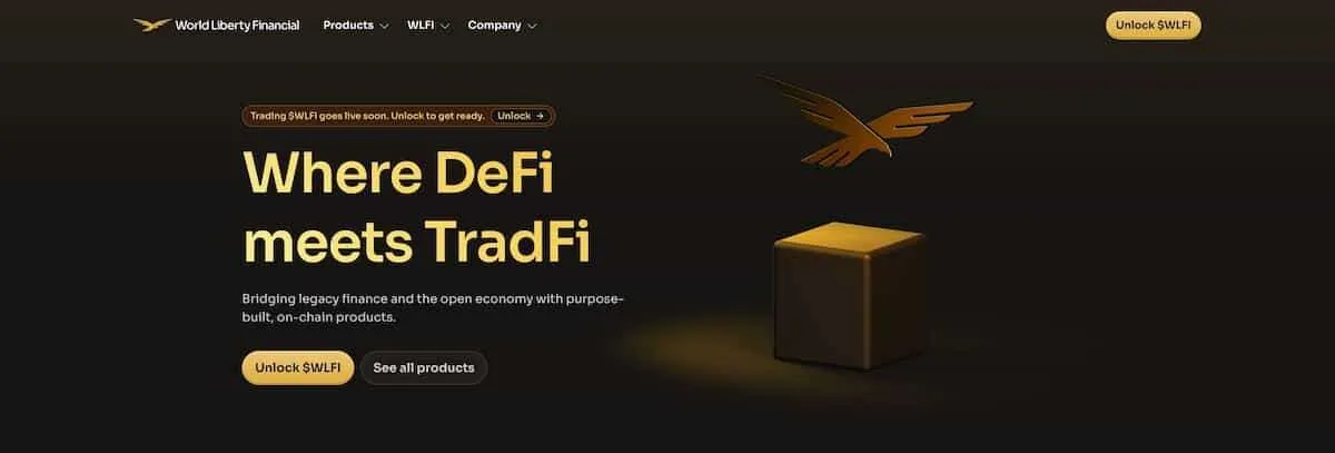 WLFIトークンの公式サイトPCファーストビュー