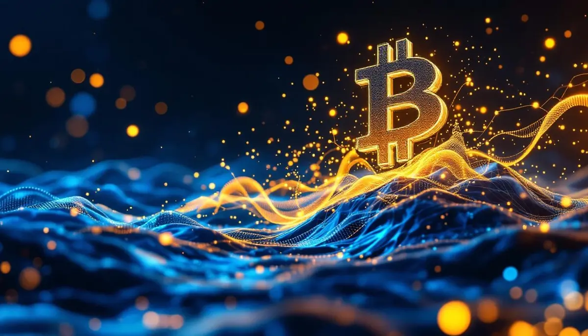 ビットコインと流動性拡大を象徴する未来的な金融ビジュアル