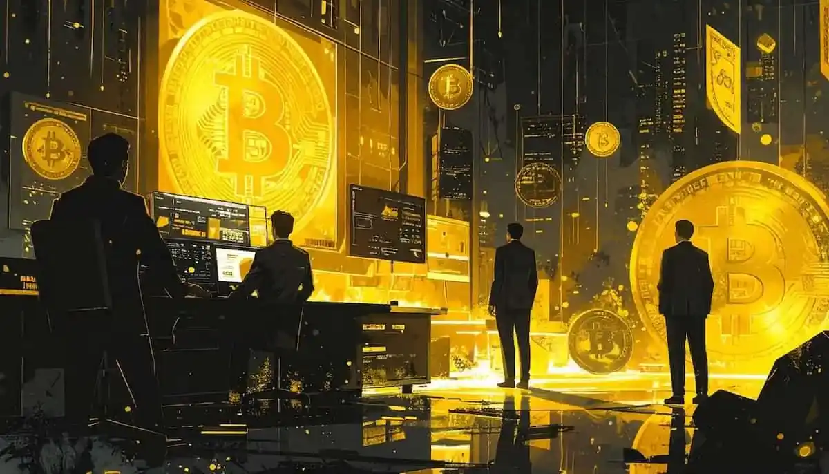 幻想的なビットコインのトレーディングオフィス