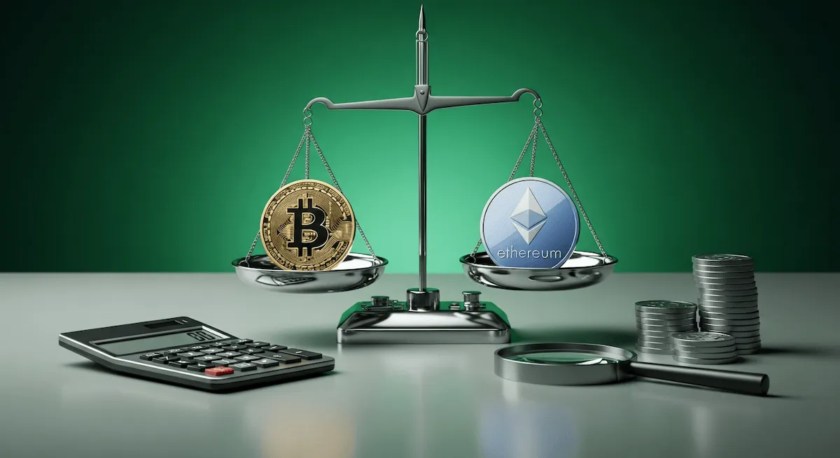 ビットコインとイーサリアムの比較天秤
