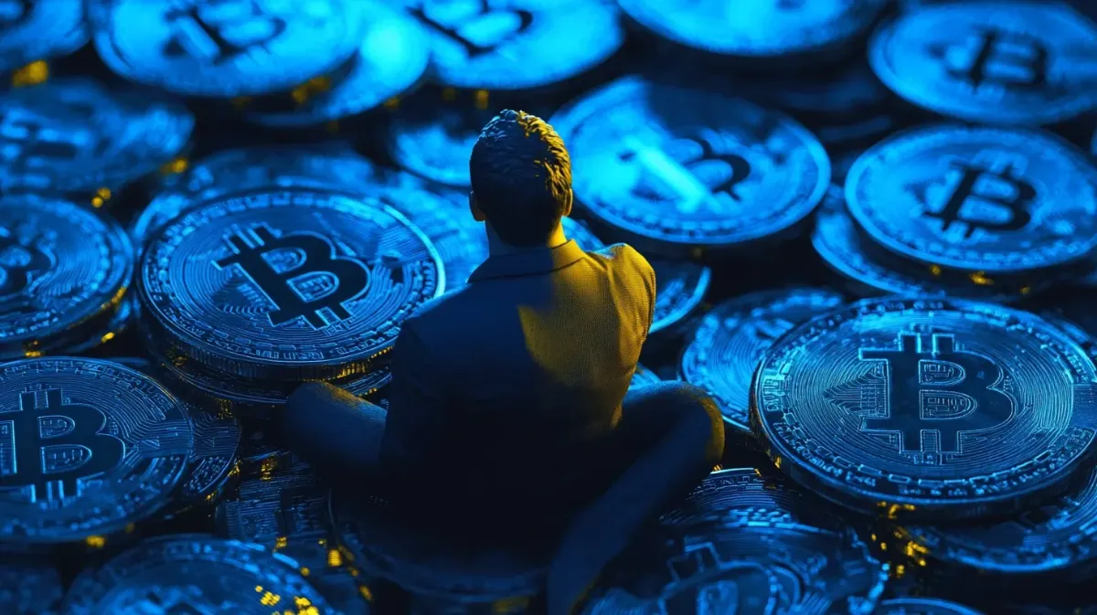 マイクロストラテジーとビットコインと男性のイメージ
