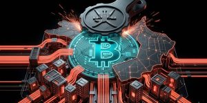 オマーンの地図とビットコインロゴが融合したマイニングプールのイメージ