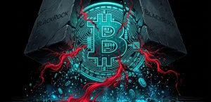 ブラックロックのビットコインETFで投資家が40%の損失を出しているイメージ