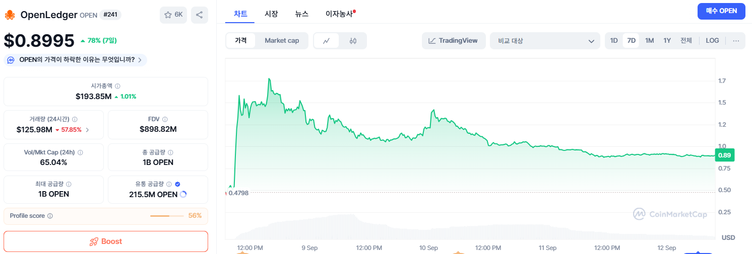 오픈렛저 차트