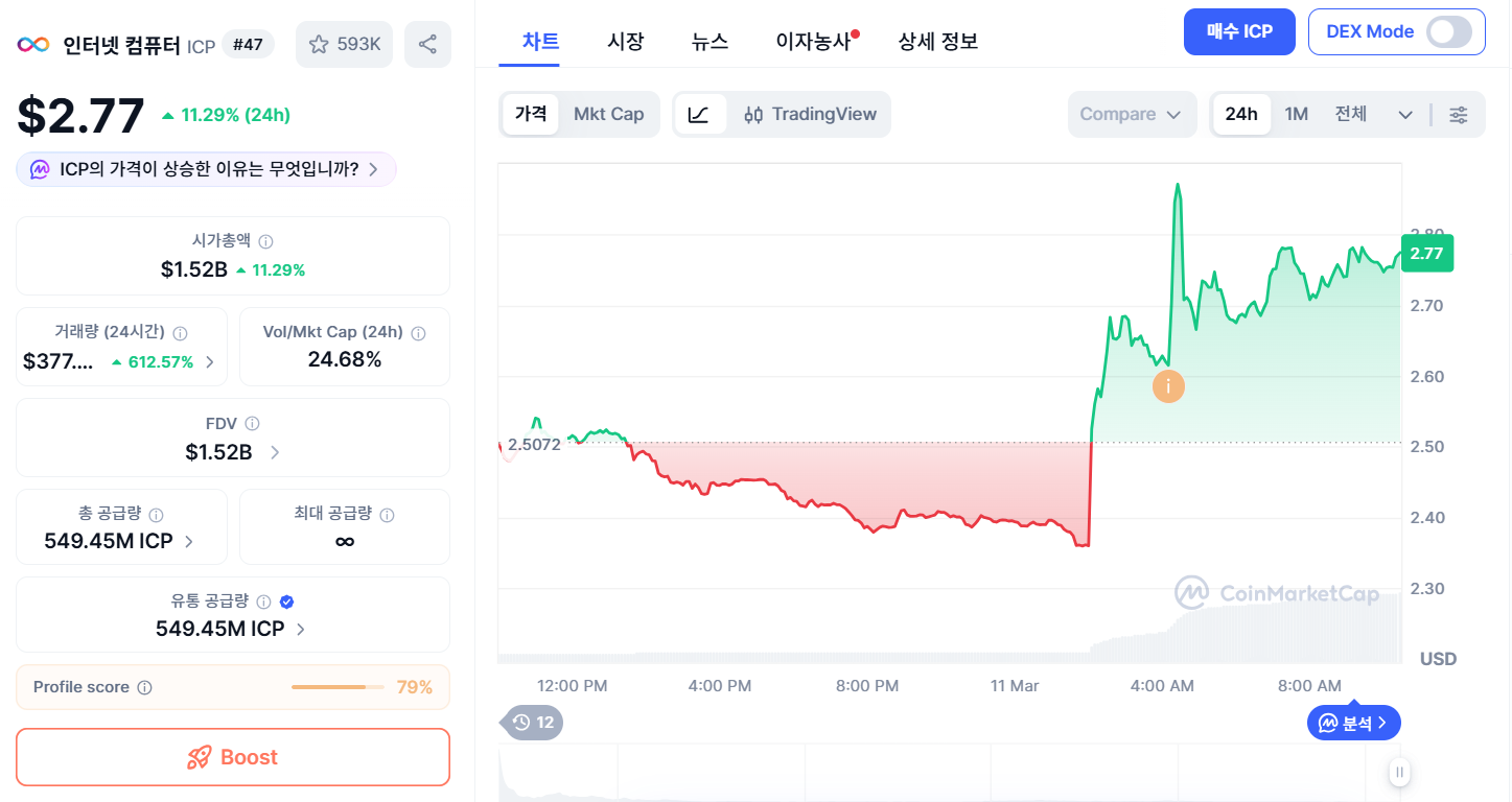인터넷컴퓨터 차트