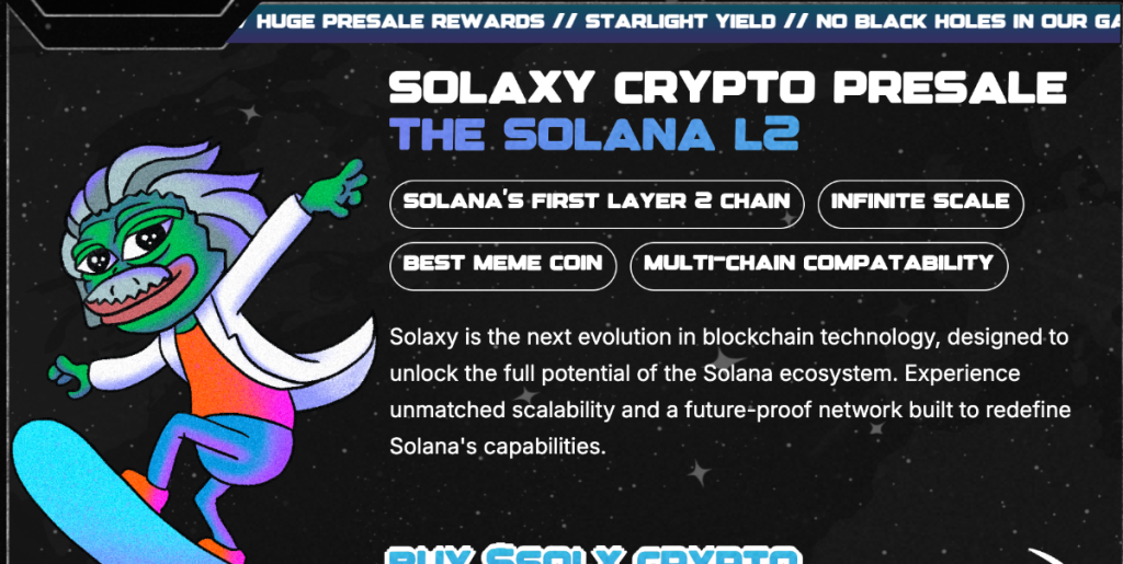 1. Solaxy ($SOLX): Layer 2 sprendimas Solana tinklui