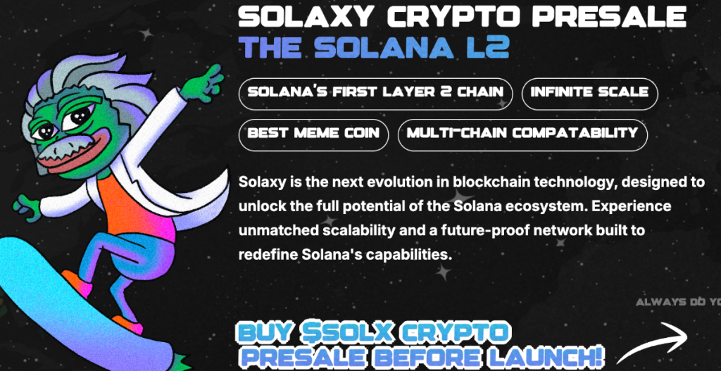 1. Solaxy – tikrai geriausia kriptovaliuta investavimui kovą mėnesį