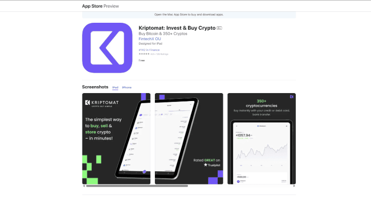 Kriptomat atsiliepimai Apple App Store