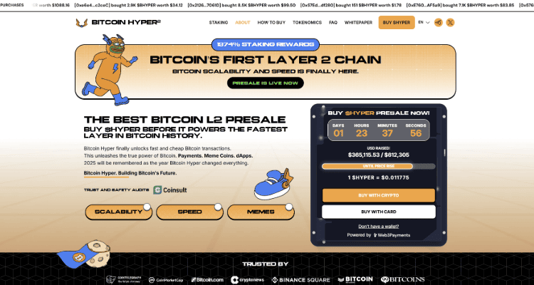 3. Bitcoin Hyper – tikras Bitcoin Layer 2 greitiems sandoriams