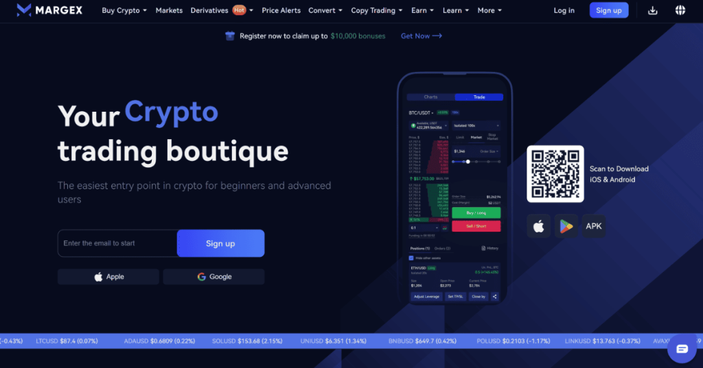 3. Margex – paprasta platforma leidžianti pirkti Bitcoin per kelias minutes