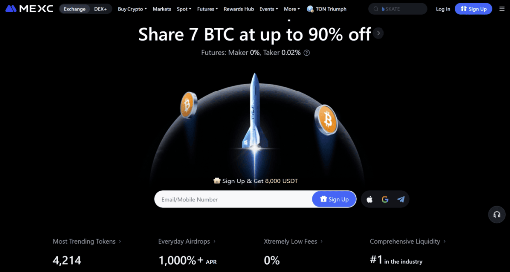1. MEXC – pirkti Bitcoin su kortele itin paprastai