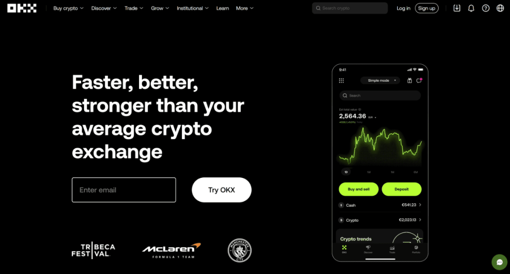 4. OKX – moderni platforma aktyviems Bitcoin prekiautojams