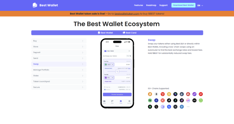 1. Best Wallet - decentralizuota prekyba su geriausiu kainos pasiūlymu