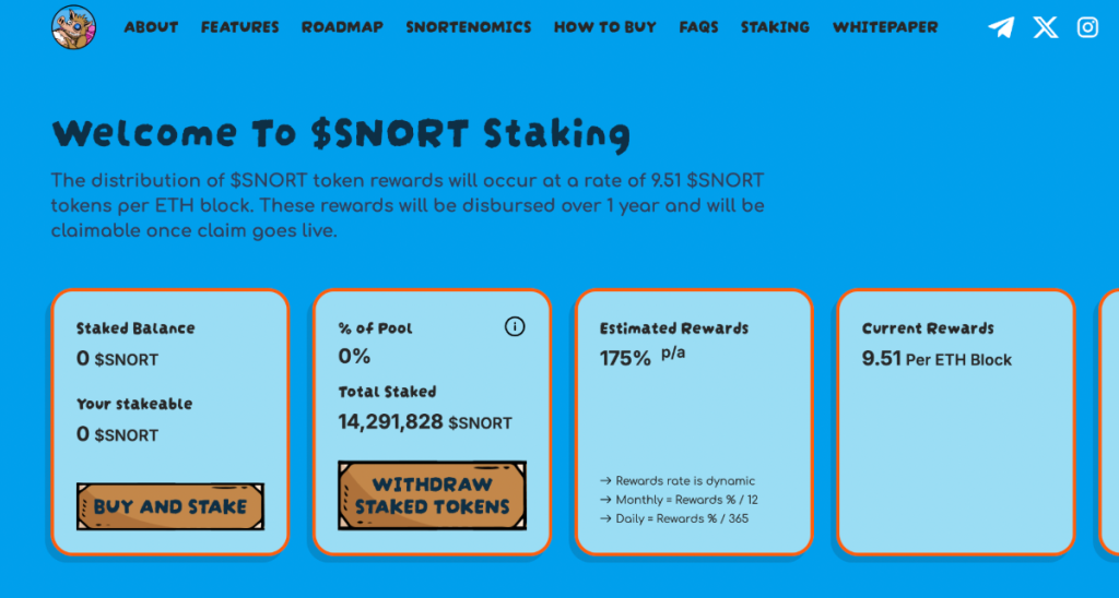 4. Snorter Token (SNORT) – meme moneta su 175% grąža