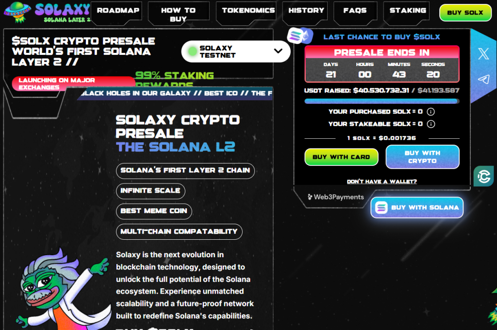 Solaxy (SOLX) - pirmais īstais 2. slāņa mērogošanas risinājums