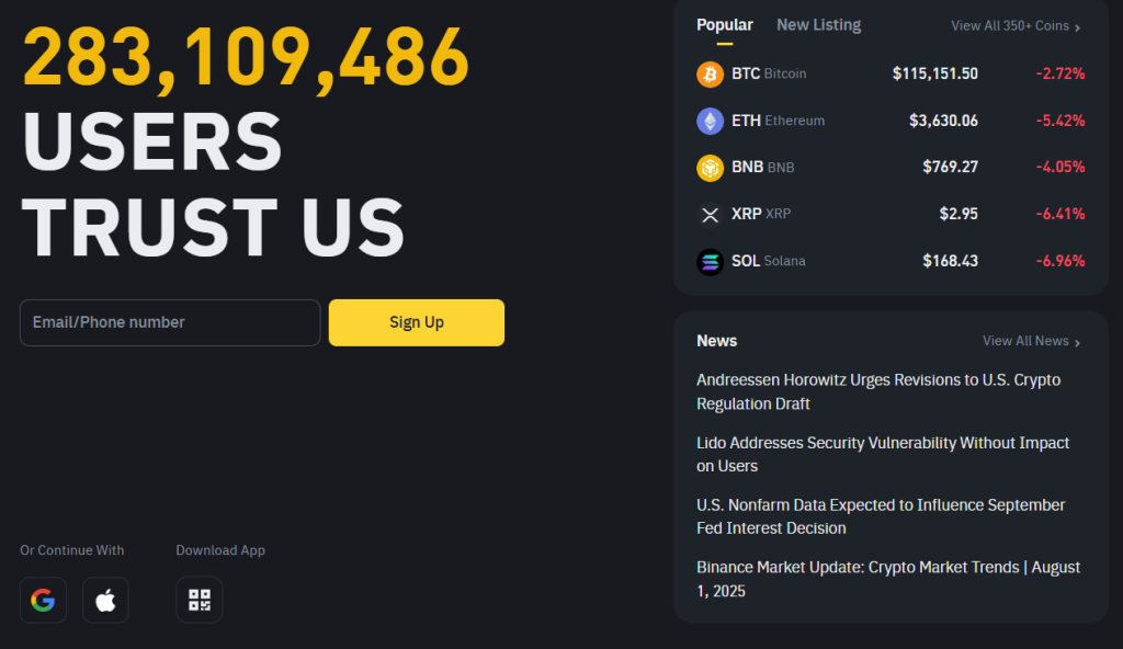 7. Binance – pasīvā tirdzniecība pateicoties platformas funkcijām
